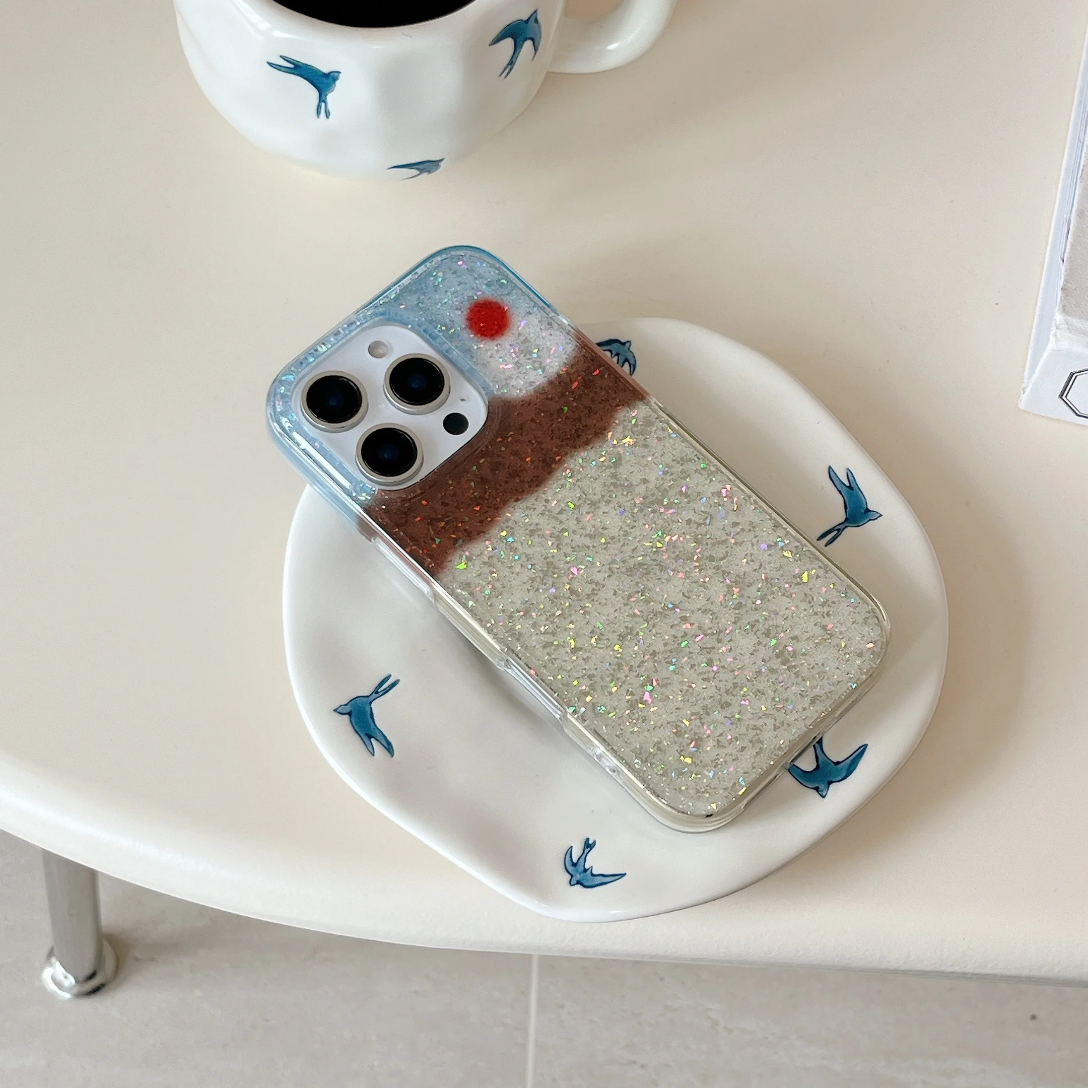 Dreamy Double Layer Glitter Caramel Pudding Chic Phone Case