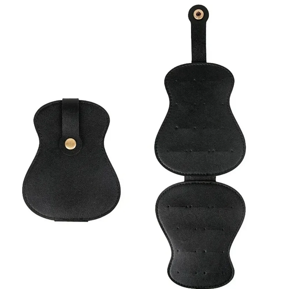 Exquisite Guitar Pick Holder Case Guitarra Shape Large Capacity Guitar Picks Bag PU Leather Plectrum Storage Pouch