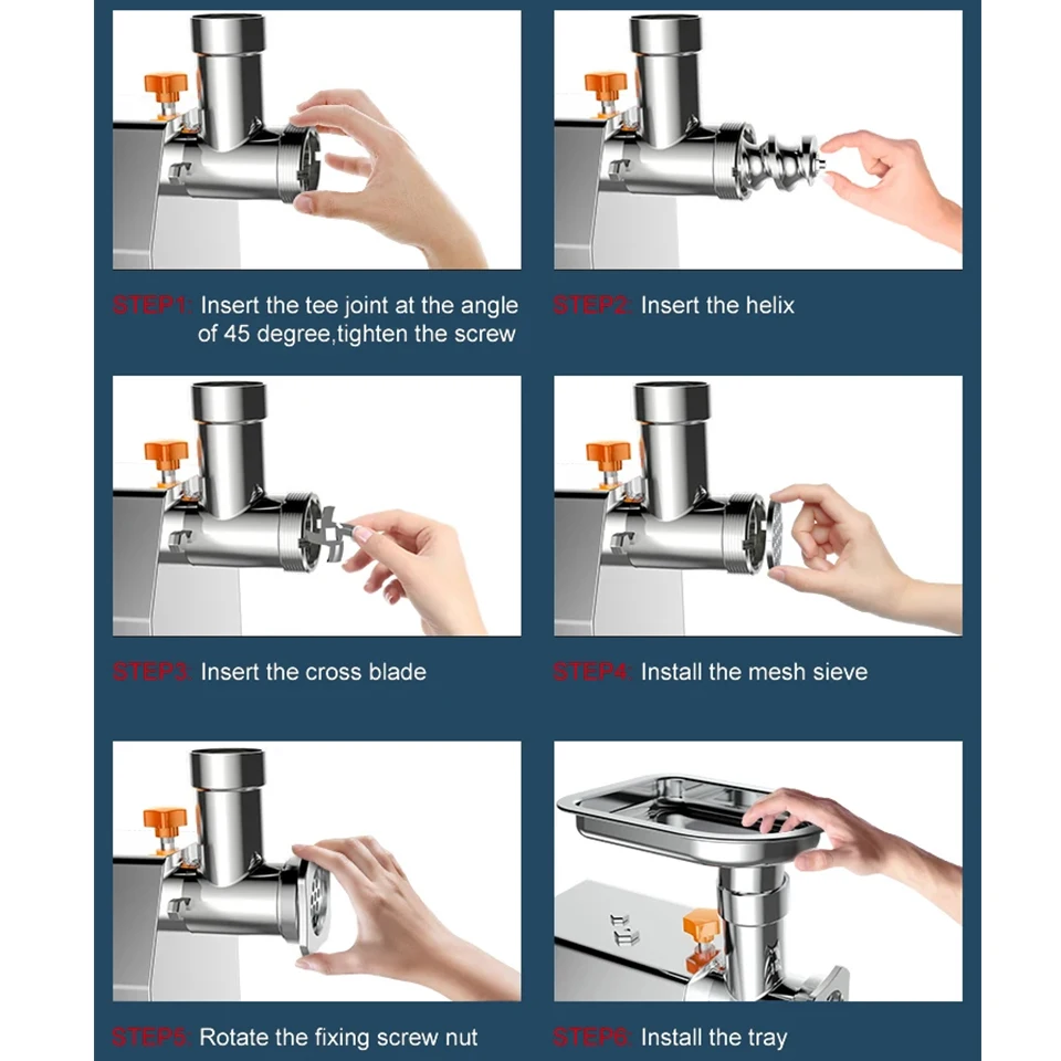 TC8-2 Electric Meat Grinder 70kg/h 650W Meat Mincer Stainless Steel Commercial Meat Grinder with Grinding Plates,Blades 3