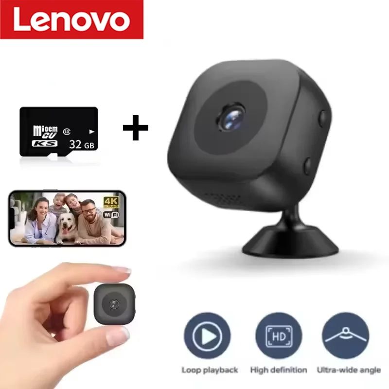 Lenovo 8K Mini WiFi Monitor Security Camera High Definition Full Color Night Vis