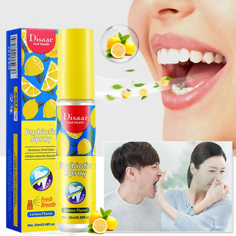 

Lemon Probiotic Oral Spray To Remove Bad Breath Oral Cleaning To Remove Odor Smoke Portable Mouthwash Lasting Fresh Breath 20ml