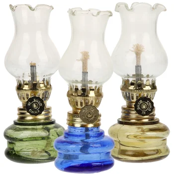 3 Pcs Mini Desk Lamps Lamp Retro Desk Glass Hurricane Large Chamber Oil Desktop Lamp Retro Lantern