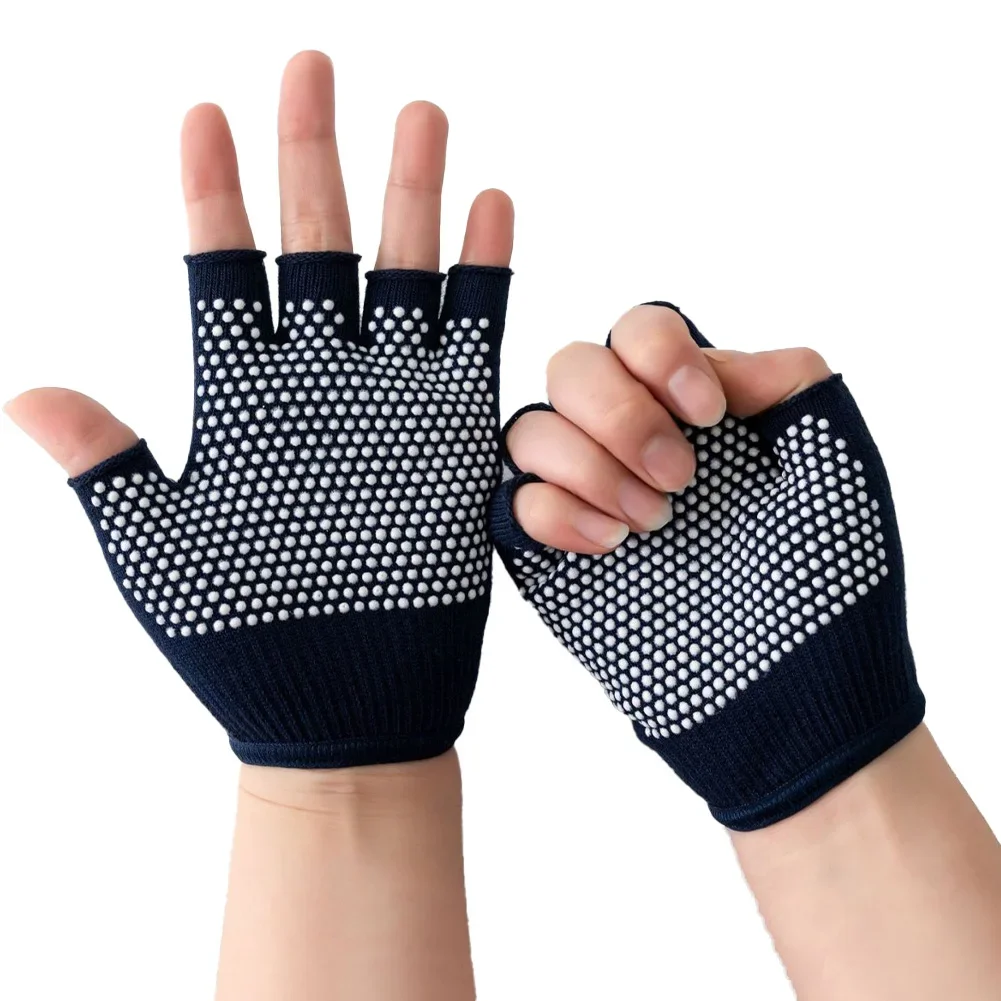 Yoga Gloves Non Anti Slip Grip Sticky Gloves Men Women Gym Yoga Pilates Balance Warm Fitness Half Finger Gloves Hand Protector 3