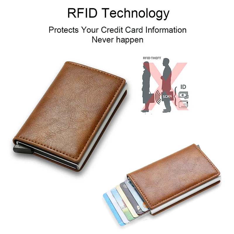 RFID karta držák muži wallets devizy sáček vintage taška malý kůže chytrá štíhlý hubený iluzionismus mini náprsní taška pánský walet carteras vallet