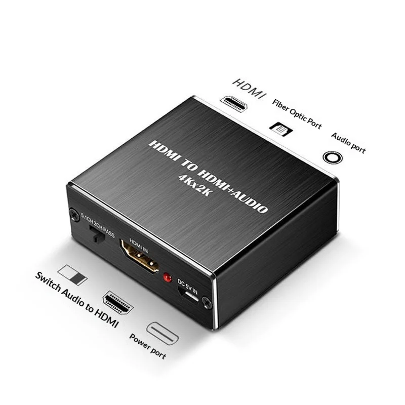 4K 2K 비디오 추출기 HDMI 호환 3.5MM 오디오 변환기 SPDIF 광학 TOSLINK 스테레오 출력 분배기 어댑터