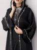 2Pcs Luxury Dubai Abaya Muslim Sets for Women Diamonds Evening Party Dress Kimono Jalabiya Wedding Gown Kebaya Ramadan Caftan