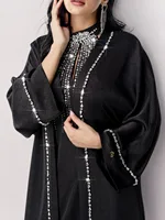 Abaya – ensemble musulmans de luxe pour femmes, 2 pièces, robe de soirée en diamants, Kimono Jalabiya, robe de mariée, Kaftan Kebaya Ramadan 1