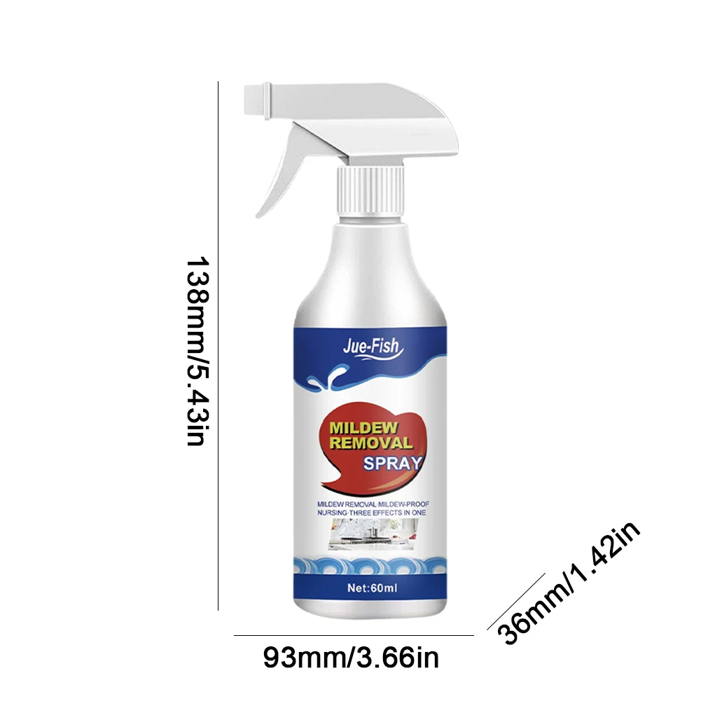 60ML Mildew Removal Spray Powerful Bathroom Mould Cleaner Remover Spray Multipurpose Cleaning Foam for Wall Tiles Bathtubs