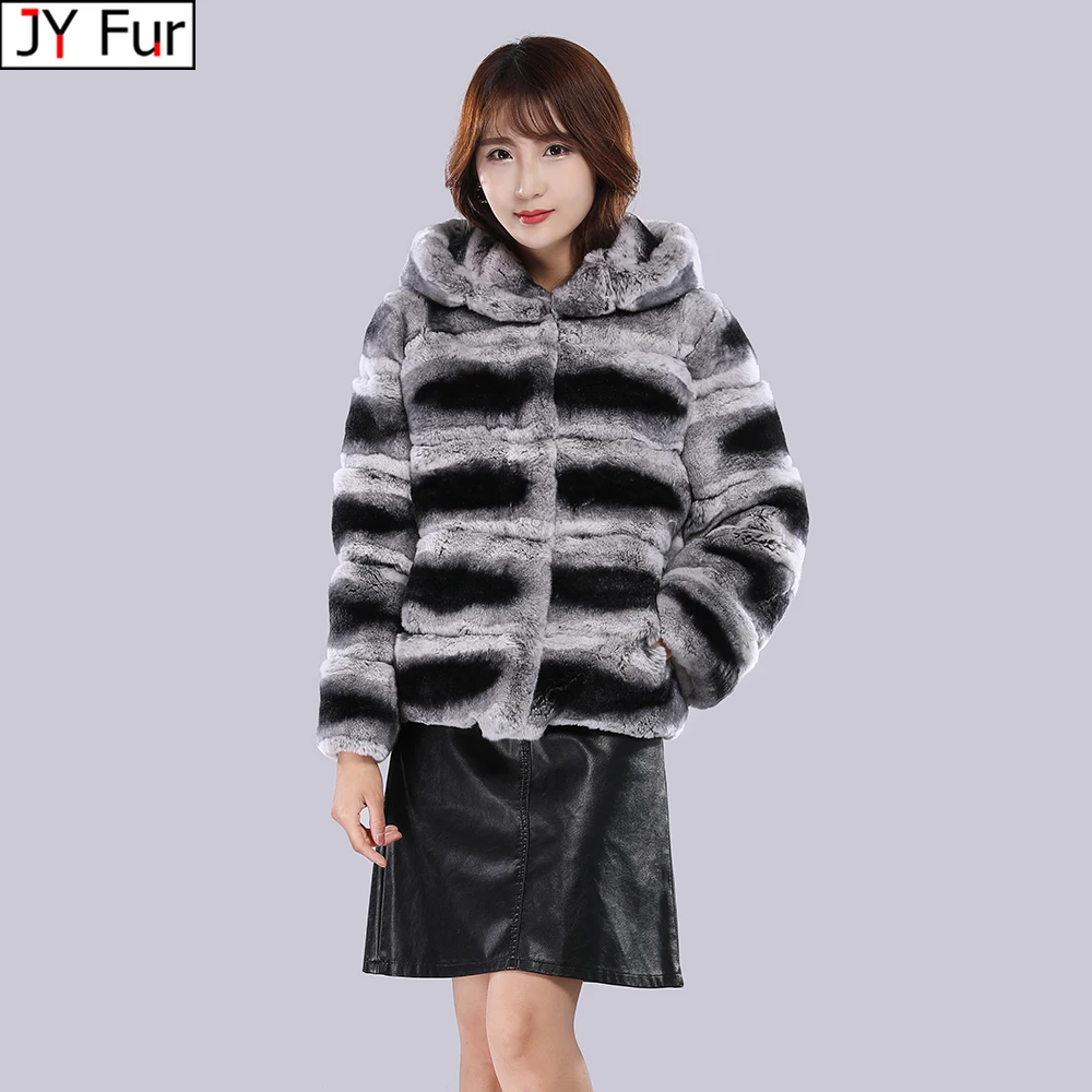 

Real Rex Rabbit Fur Coat Women Short Rivet Rabbit Fur Coat Luxury Jacket With Real Fur Female Winter Warm Clothing Vintage Coat
