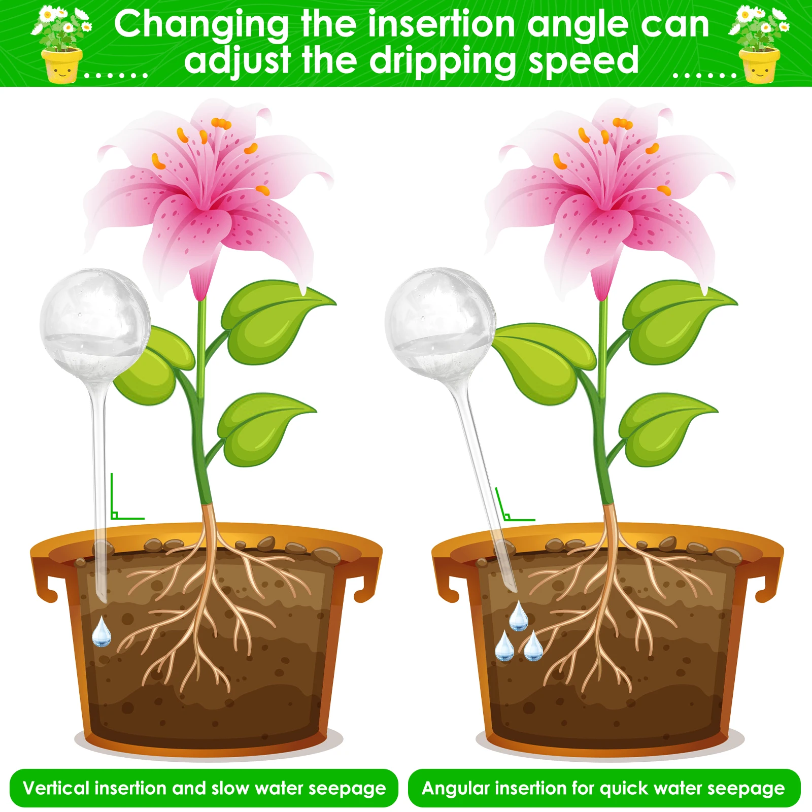 10 Pcs 150/60 ML Clear Plant Watering Globes Auto Waterer Planter Insert Stakes Reusable PVC Flower Self Feeder Ball for Potted 4