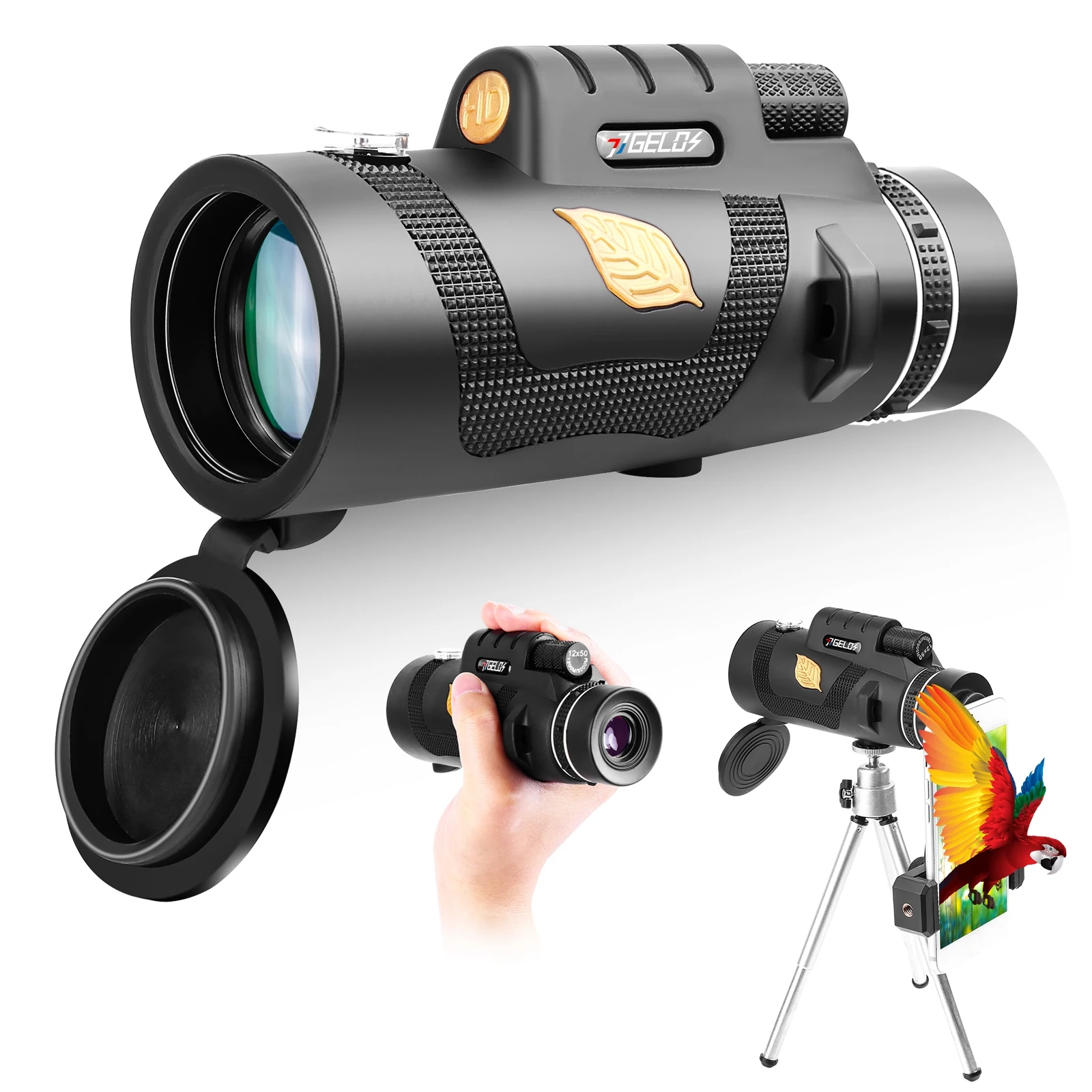 

12x50 Zoom Monocular Telescope FMC BAK4 Prism HD Binoculars Low Light Night Vision for Bird Watching Camping