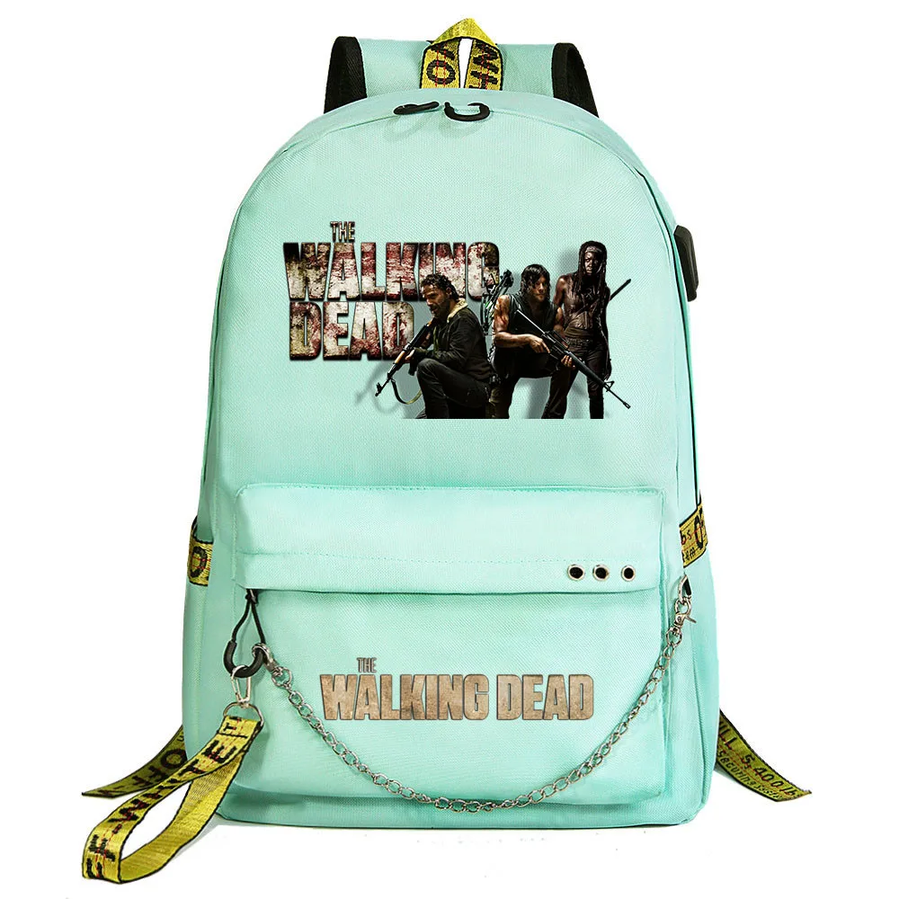 

The Walking Dead Backpack Students School Bag Women Men Causal Travel Laptop Backpack with Charging USB Teenager