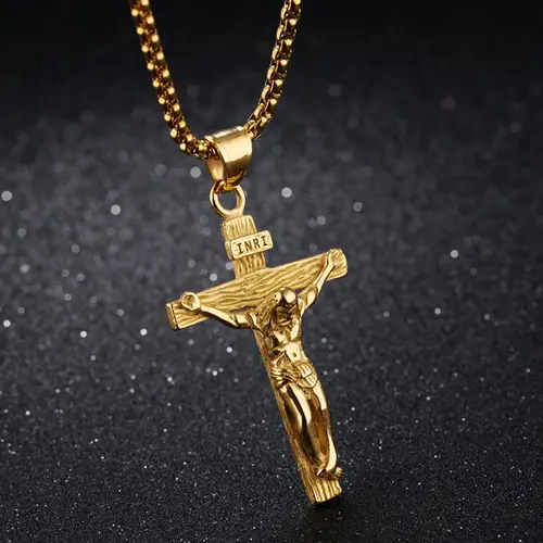 Premium Cross Necklace for Women 18k Gold Plated Trendy Gold Cross Pendant Chain for Girls Crucifix Necklace for Women Girls - Image 4