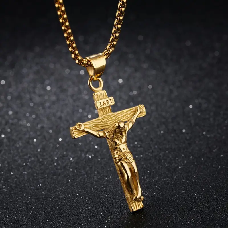 Premium Cross Necklace for Women 18k Gold Plated Trendy Gold Cross Pendant Chain for Girls Crucifix Necklace for Women Girls - Image 4
