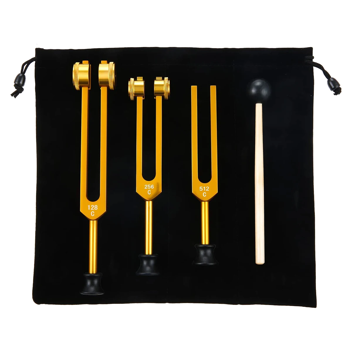 

3Pack Tuning Fork Set(128Hz, 256Hz, 512Hz) Tuning Fork Kit for Healing, Chakra, Sound Therapy, Sonic Slider Fork (Gold)