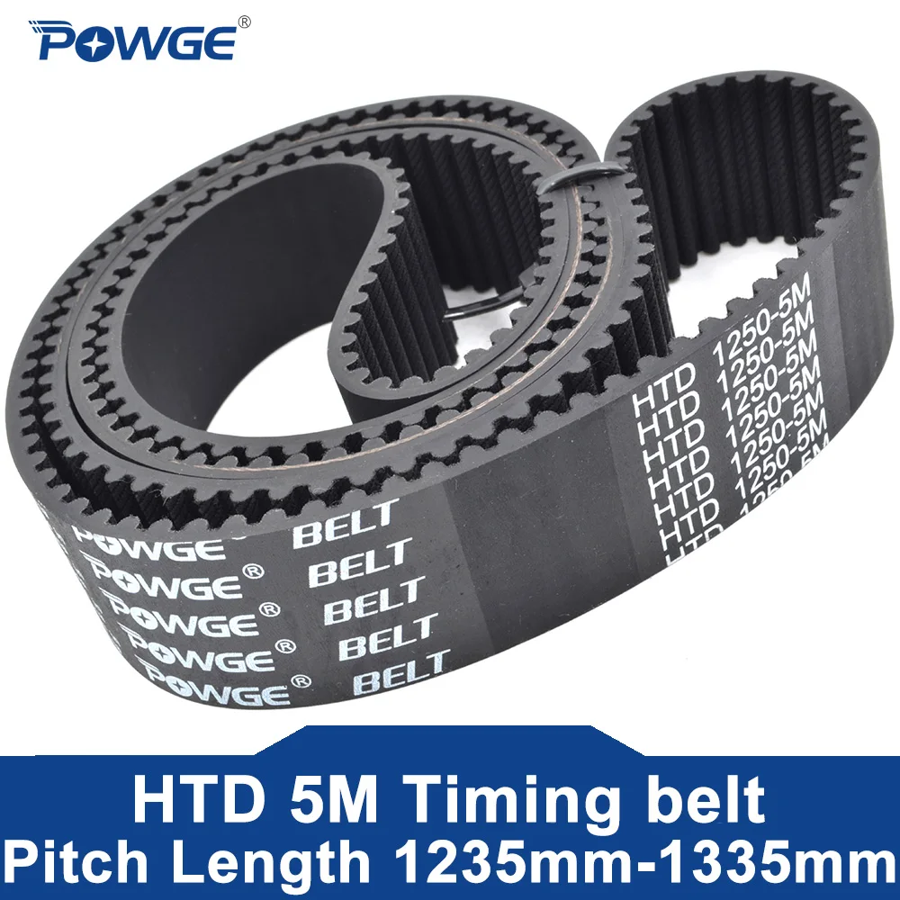 

POWGE HTD 5M Timing belt Lp=1235 1240 1250 1260 1270 1275 1280 1290 1295 1300 1310 1315 1320 1325 1330 1335 Width 10-50mm Rubber