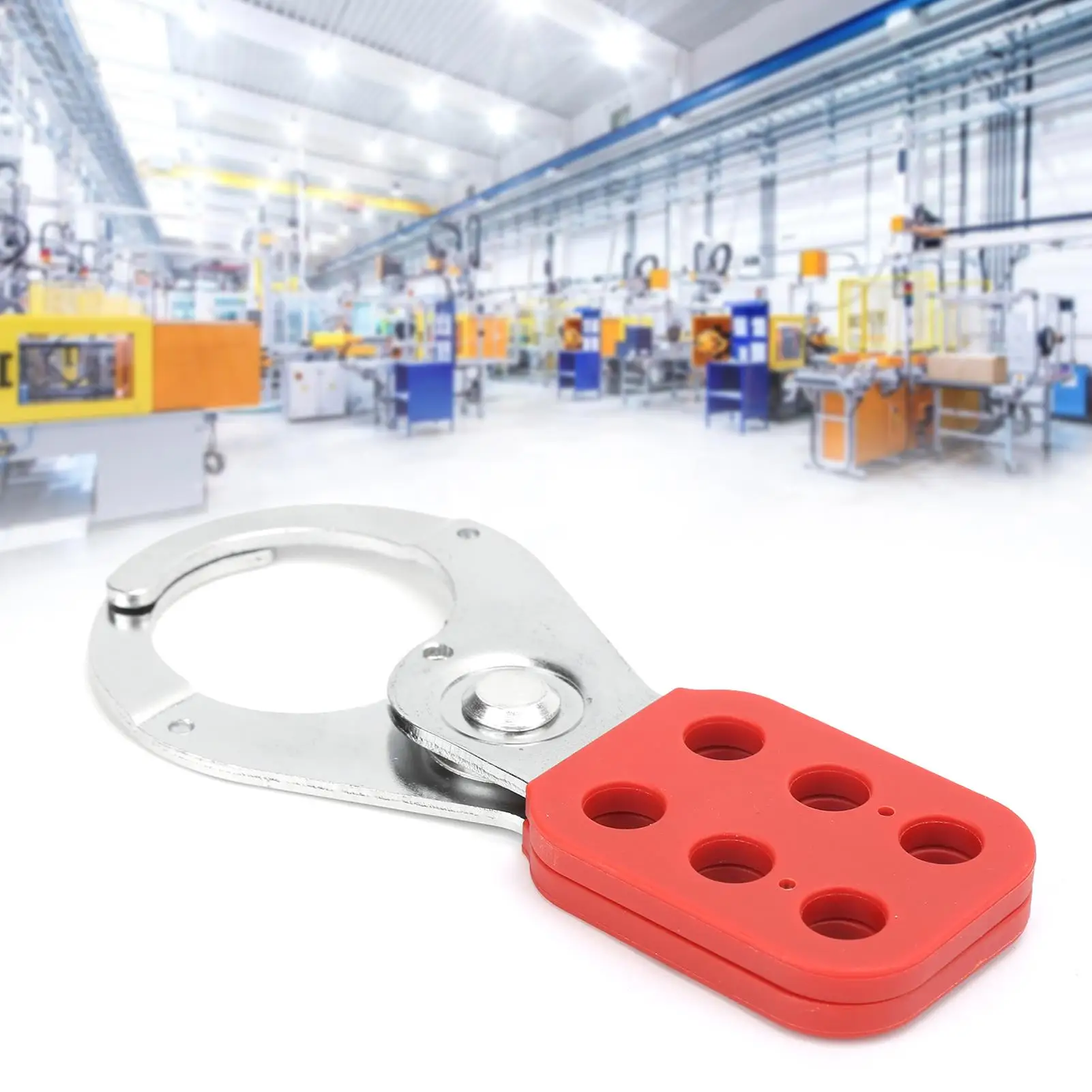 6-Hole Lockout Hasp Security Tool-Steel & Plastic Insulation, 1.5in Jaw Diameter for Industrial Use