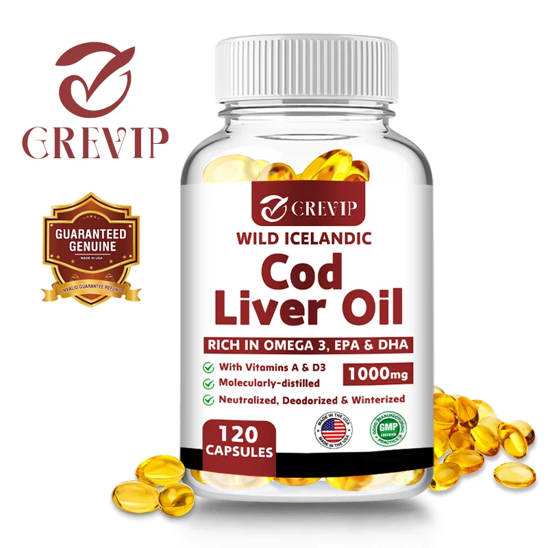 

Icelandic Cod Liver Oil Softgels - Burp-Free Fish Oil Supplement with Vitamins D3 and A for Heart, Joint, Brain Support