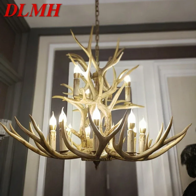 

DLMH Nordic Antler Pendent Lamp American Retro Living Room Dining Room Villa Coffee Shop Clothing Store Decoration Chandelier