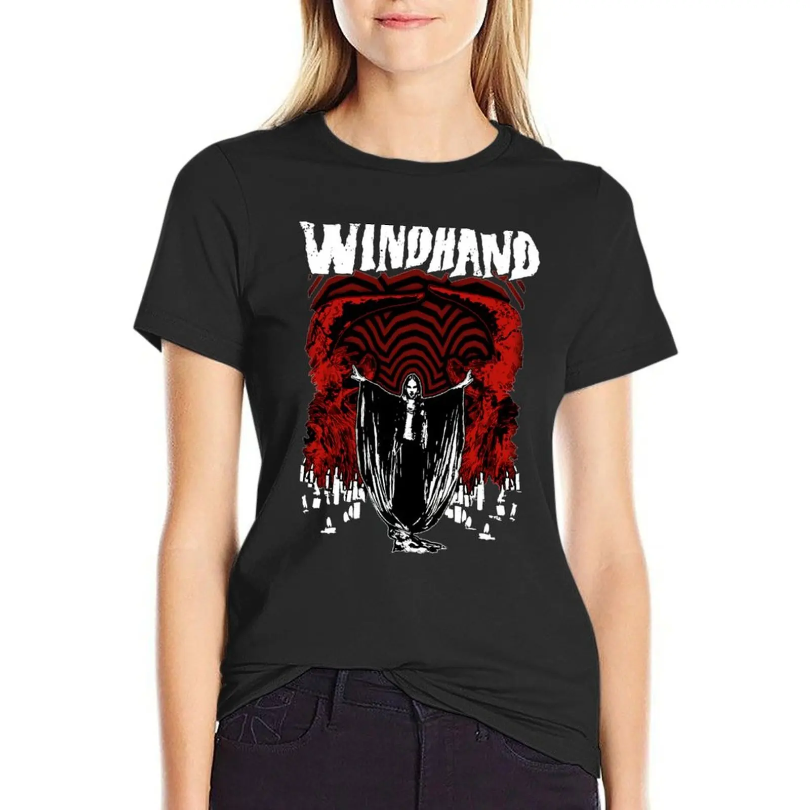Фото Windhand-D?om-металлическая футболка Stoner-Rock, женская одежда с графическим принтом, милые топы, роскошная дизайнерская одежда для женщин №1