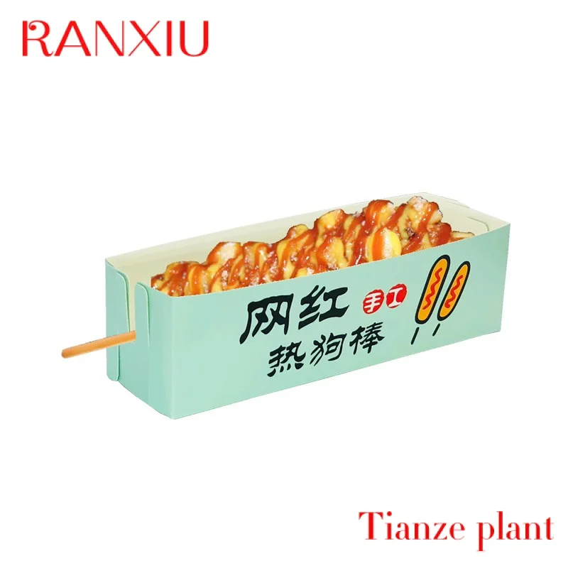 Custom Custom hot dogs box Hot Dog Packaging Paper Box Disposable Food Container Takeaway Hot Dog Tray for food custom oem custom paper packaging hot dog tray takeaway food container box food packing for korean corn dog