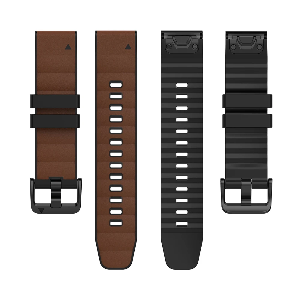 Enhanced Leather+Silicone QuickFit Watch Strap (22-26mm)
