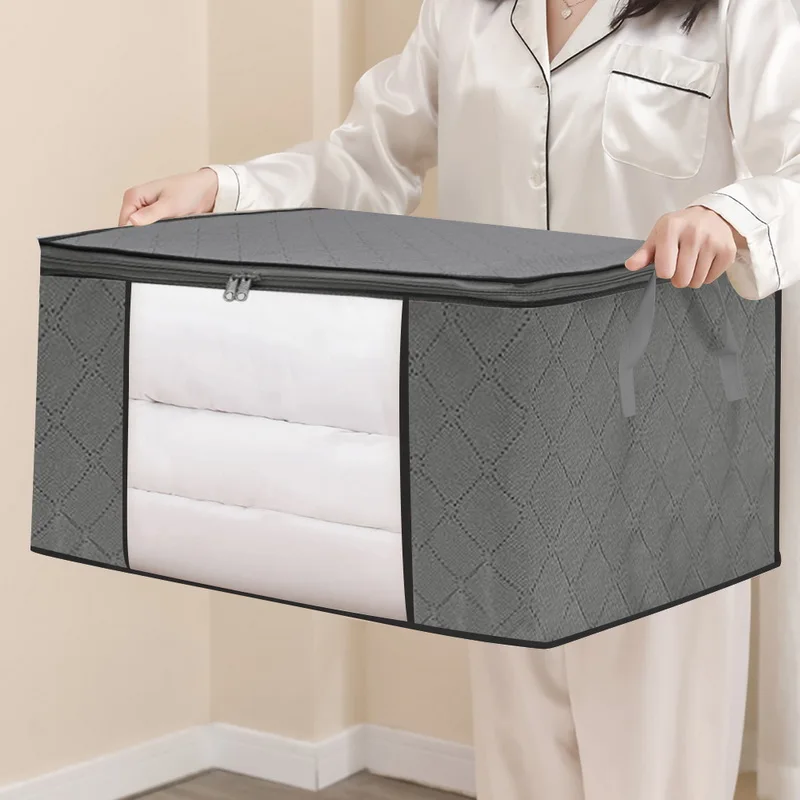 Gray Clothes Storage Bag Foldable Dust-Proof For Household Quilt