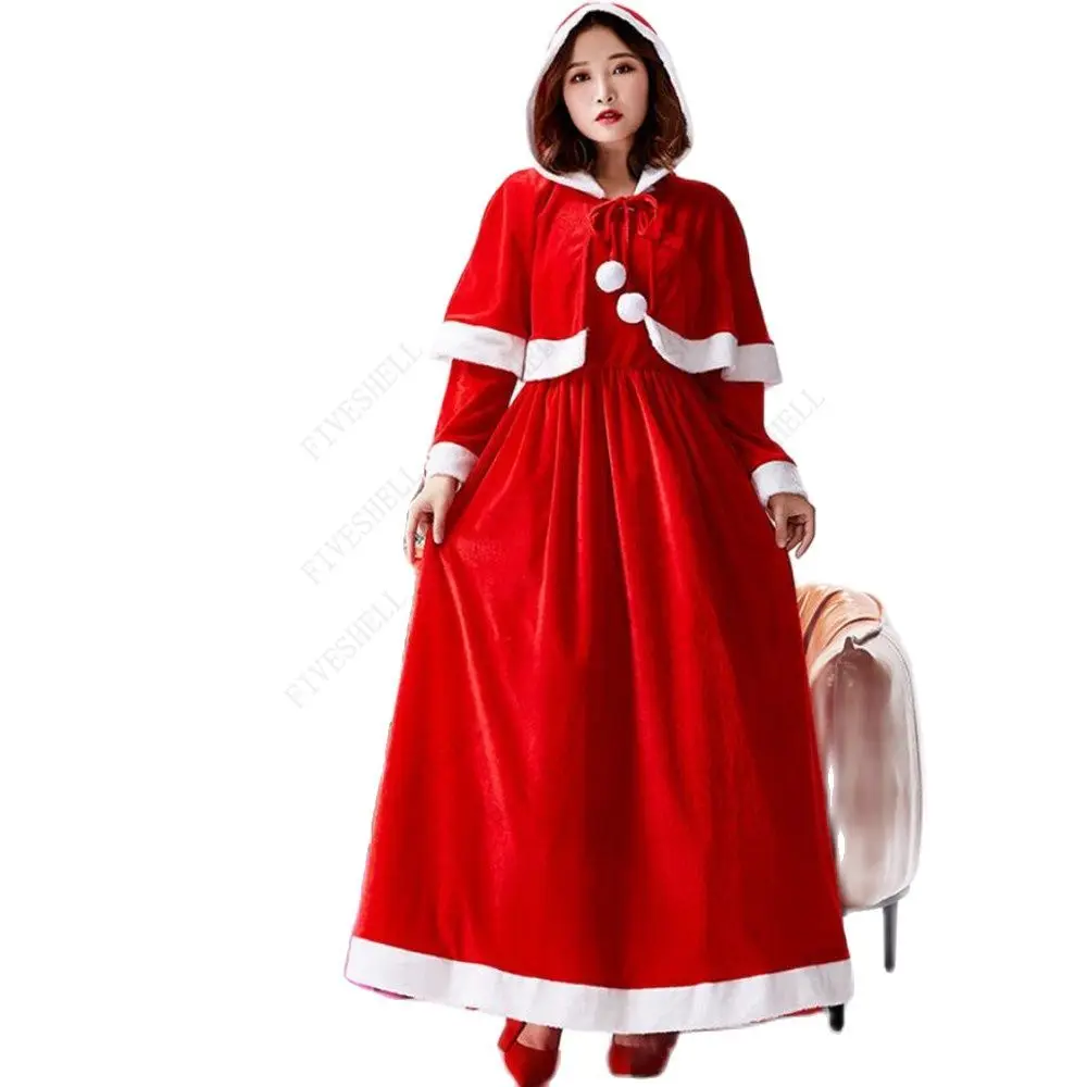 2024NewYearWomensRedPartyDressMrsSantaClausCostumes