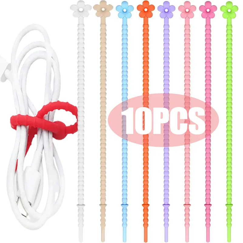 

Silicone Cable Management Ties For Charging Data Cord Headphone Line Network Wire Desktop Cables Organizer Winder Clip