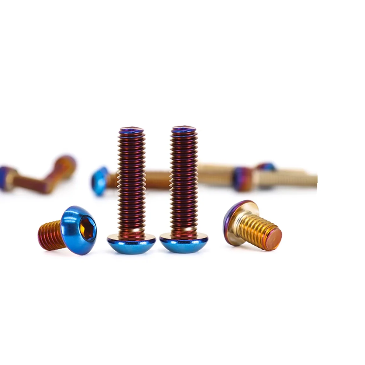 304 Stainless Steel Mushroom Head Hexagonal Burnt Titanium Screw / Titanium Blue Half Round Head Bolt M4-M8