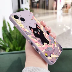 Vibrant Cat Cloud Silicone Phone Case Cover - iPhone 13 (Light Purple)