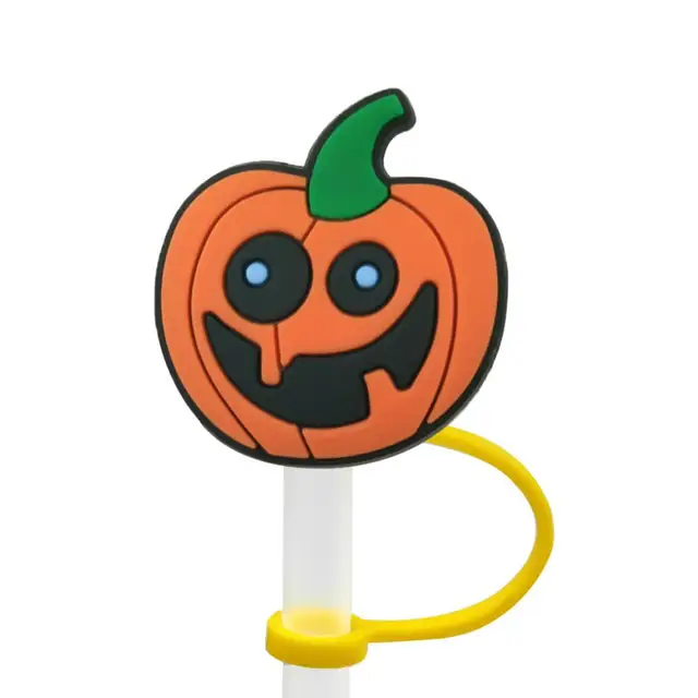 1PC Halloween Straw Silicone Stopper Cartoon Ghost Skull Reusable Straw  Cover Rietjes Hat Cute Anime Child Party Straw Decoratio - AliExpress