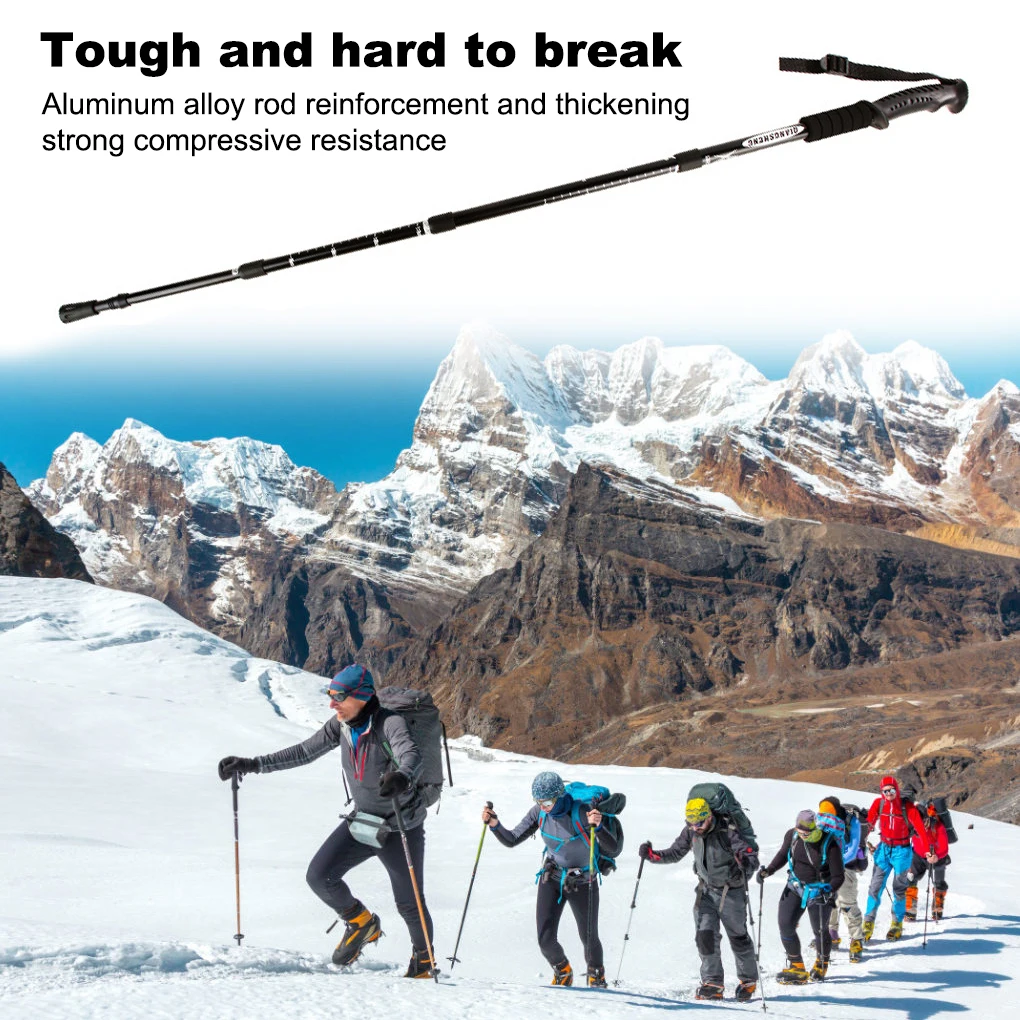 Trekking Pole Adjustable Non-slip Collapsible Hiking Walking Sticks Aluminum Alloy Cane Mountaineering Climbing Crutches 2
