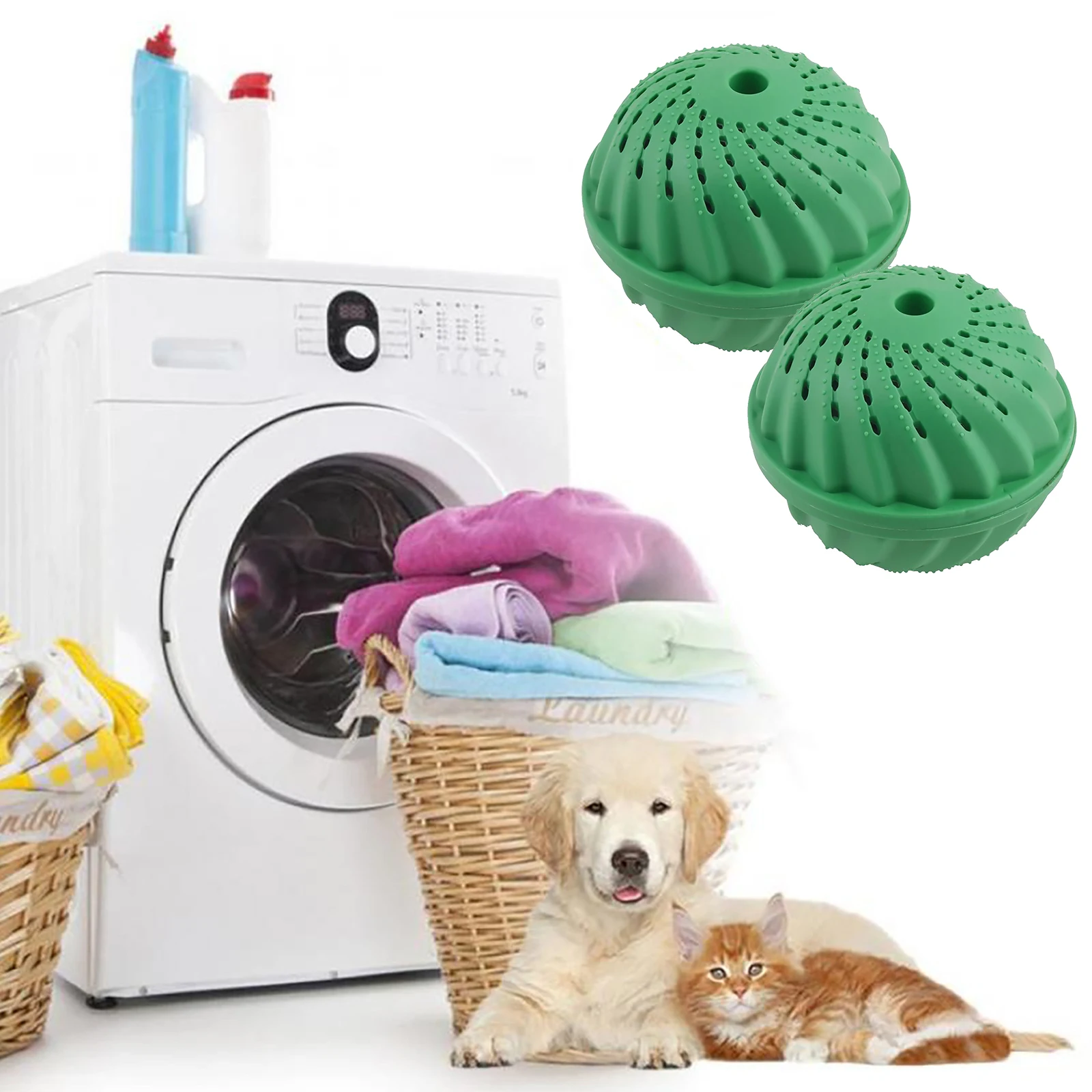 PVC Eco Friendly Laundry Balls Natural Washing Machine Balls Reusable Laundry Detergent Alternative For Washing Machine Green laundry ball