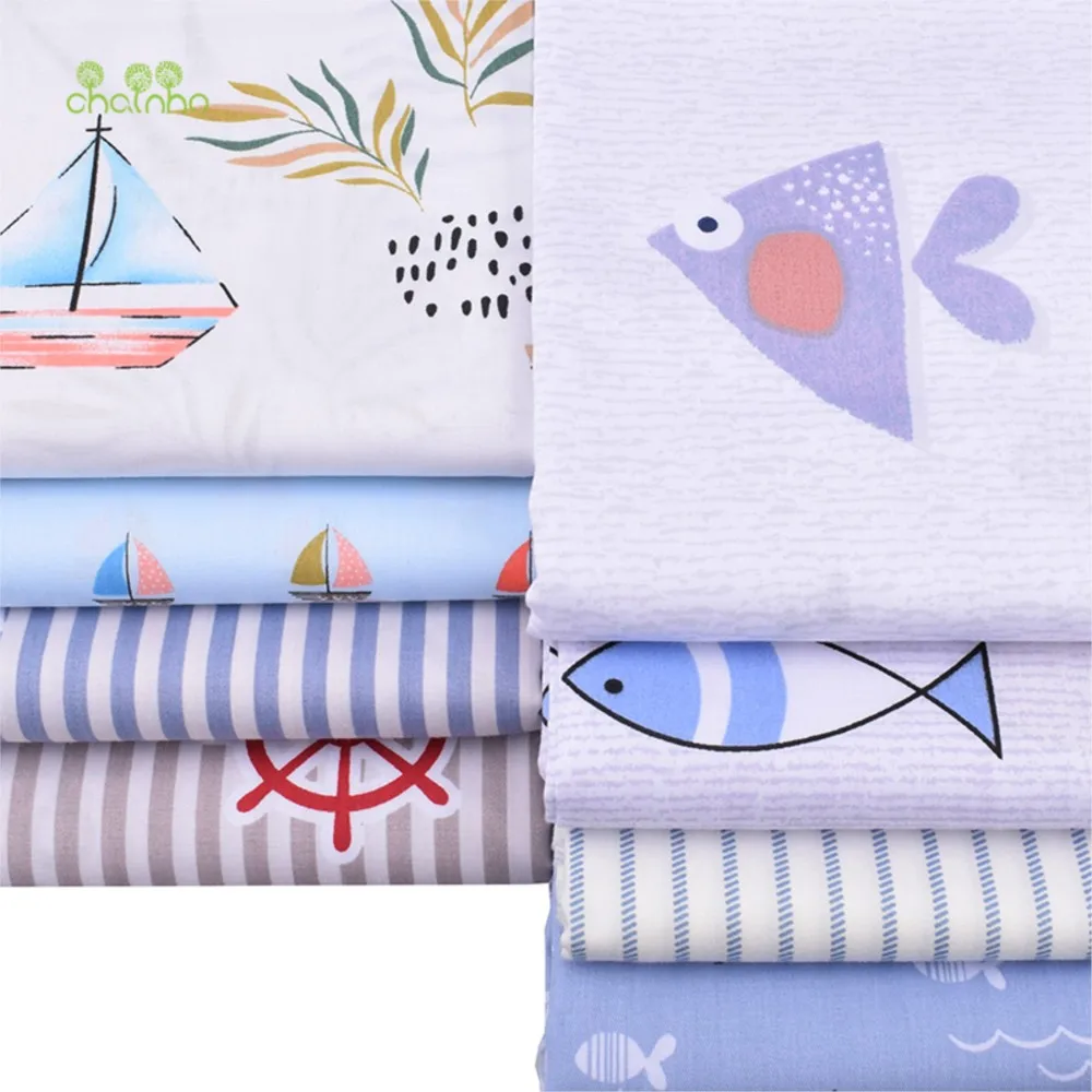 Chainho,Printed Twill Weave Cotton Fabric,Patchwork Cloth,DIY Sewing Quilting Material,Cartoon Series,8 Designs,2 Sizes,CC249