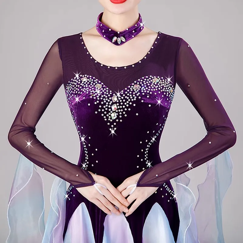 Women Dance Competition Dress Party Tango Ballroom Performance girl dance costume