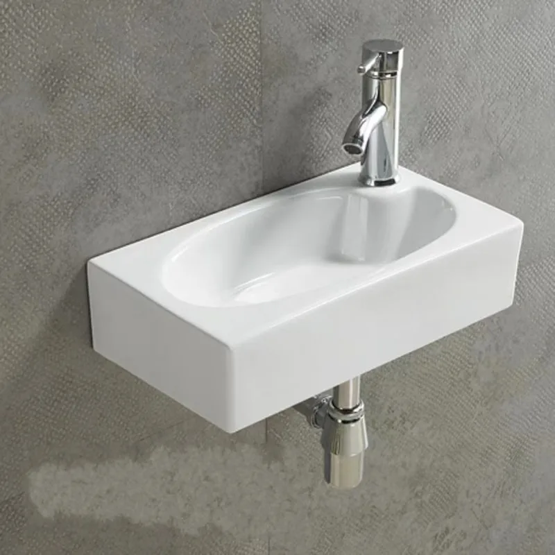 Mini Wall-Hung Basin Wall-Mounted Washbasin Ceramic Bathroom Wash Basin Home Balcony Small Water Channel