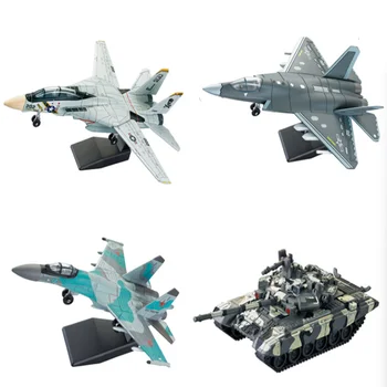 DIY Military Model Building Block Toy F14 Tomcat J-35 Stealth Su35s Multi-Purpose Fighter T90 Main Battle Tank Boy Birthday Gift