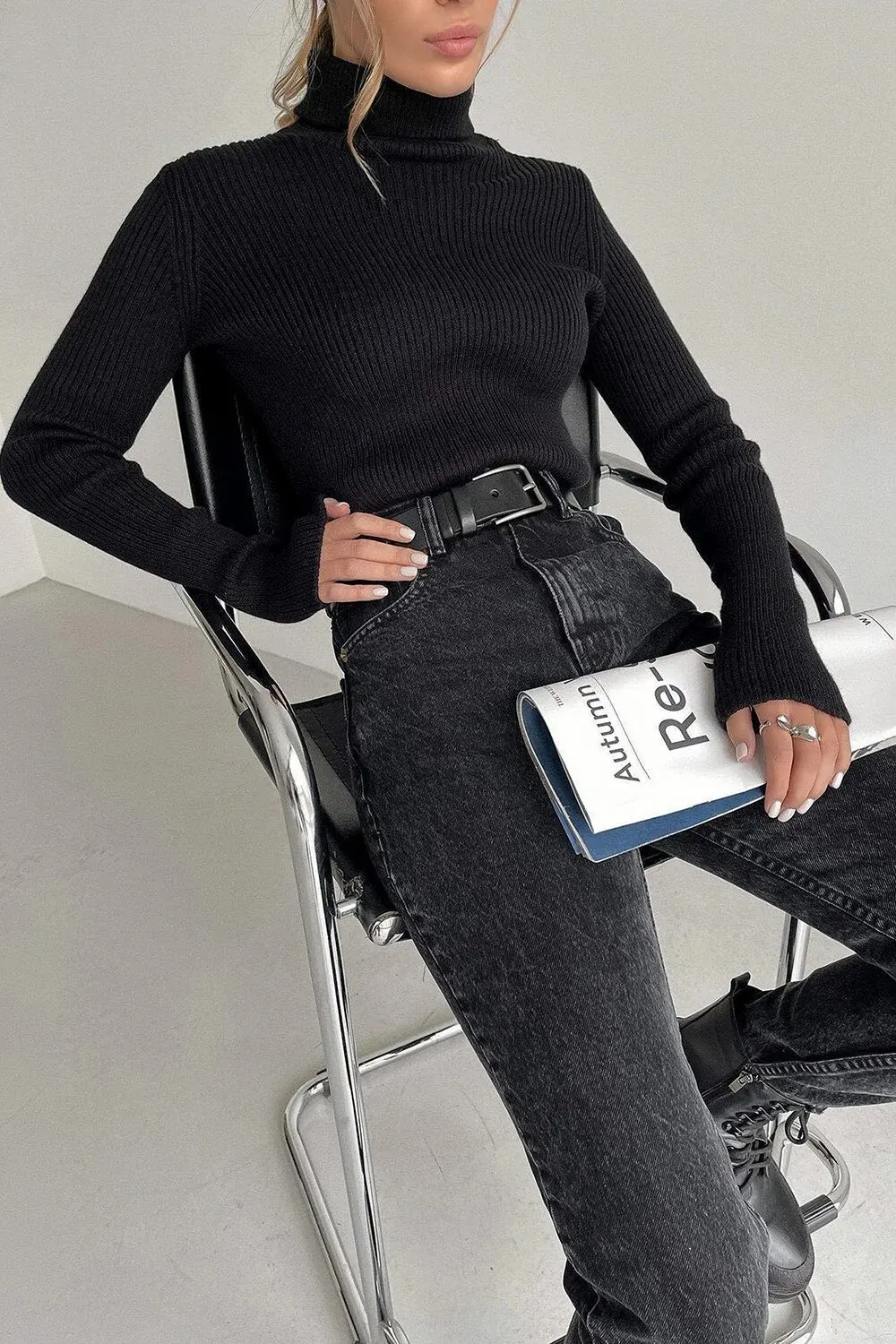 Seefe87826e6341568a97e059c24e8cacM Basic Mock Neck Ribbed Sweaters for Women Cute Sexy Knitted Autumn Winter Warm Fitted Fashion Pullover Sweater Mallzona