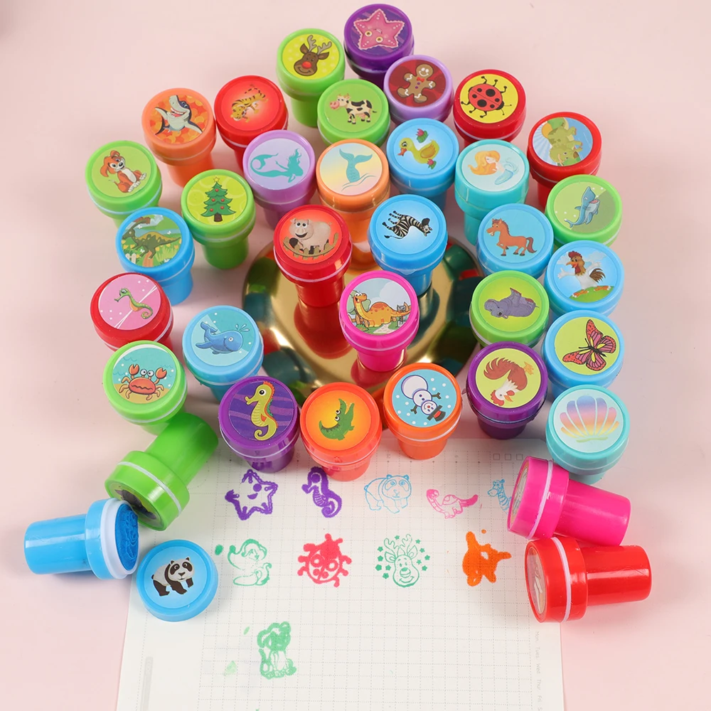 Cute Mixed Animal Dinosaur Self-ink Stamps Toy Kids Birthday Party Favors Christmas Easter Party Goodie Bag Pinata Fillers 30Pcs self ink stamps party toys toy gift filler