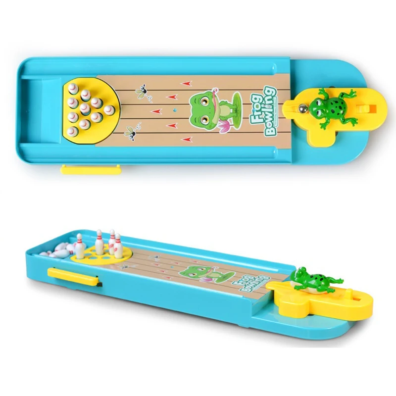 Mini Desktop Frog Bowling Game Toy Funny Table Sports Training Game Board Games Bowling Table Family kids Party Toy gifts