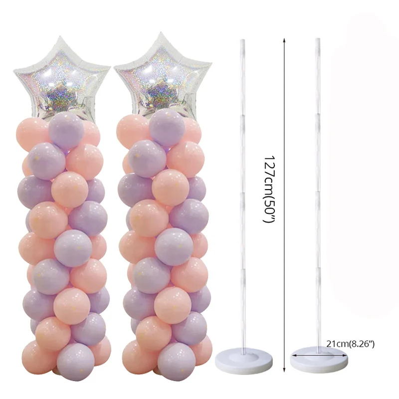 thumbnail image 1 of Soporte de columna de globos de feliz cumpleaños para niños y adultos con base y poste para decoración de fiestas de bodas, soporte de globos de látex, suministro de arco, 1 of 5
