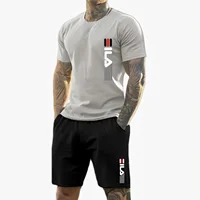 Hommes 2025 été nouveau costume de sport décontracté mode respirant en plein air hommes T-shirt à manches courtes + short d'entraînement ensemble deux pièces 4