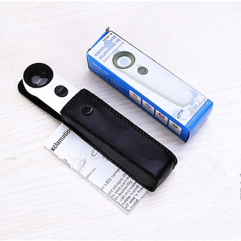 40x 보석상 눈 돋보기 돋보기 쥬얼리 루페 루프 2개의 LED 및 ON/OFF 스위치 포함 아크릴 광학 렌즈 + ABS 돋보기