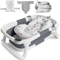 Foldable Baby Bath Tub with Cushion and Thermometer Set