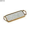 Golden Mirror Glass Tray Decorative Branch Storage Trays Dressing Table Jewelry Necklace Display Plate Cosmetics Organizer 6