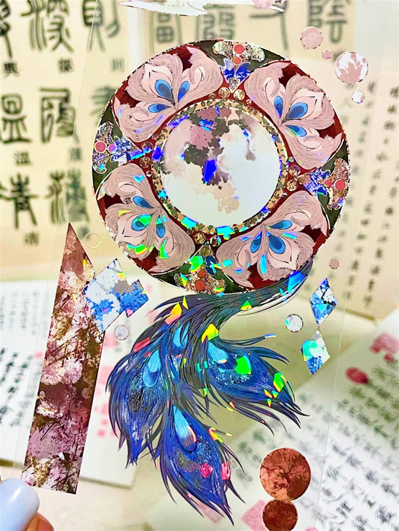 Peacock Flys To Southeast Shiny Shell PET Tapes Craft Supplies DIY Scrapbooking Card Making Decor Plan Sticker