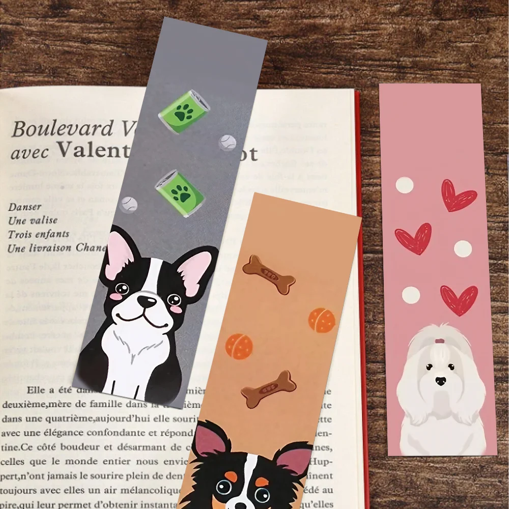 Cartoon puppy bookmarks 30pcs minimalist animal decoration student reading books labeling paper cards books diary DIY bookmarks