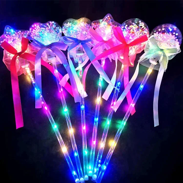 Fairy Stick Wave Ball Magic Stick Sparkling Ball Push Small Gift Children's Glow Toy Party Supplies Favors 10PCS, wand toy, magic stick toy, luminous ball toy, crystal ball toy