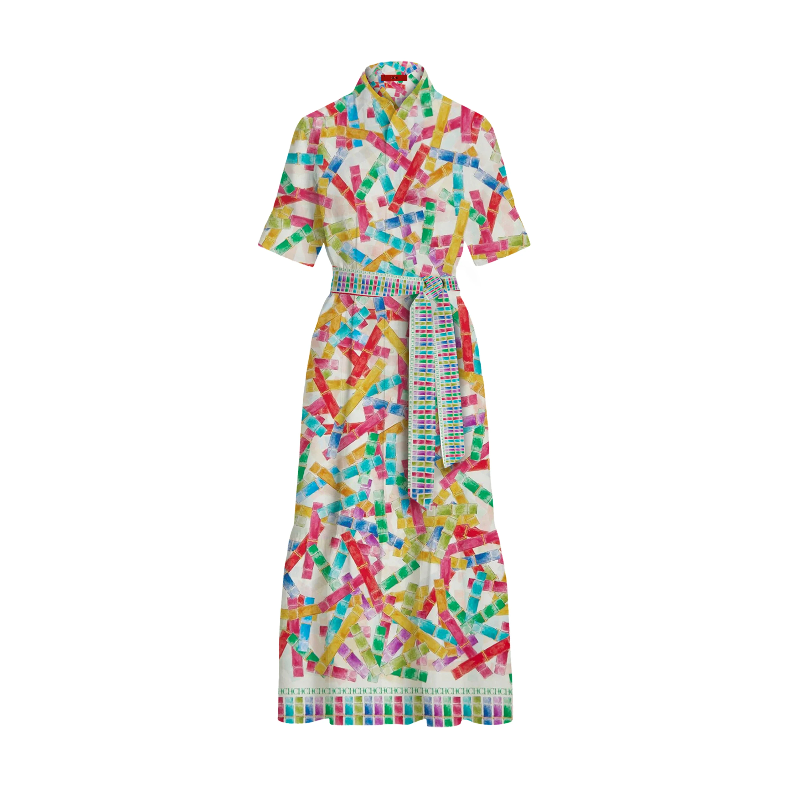 فستان CHCH الصيفي الأنيق المطبوع للسيدات، يتميز بت...